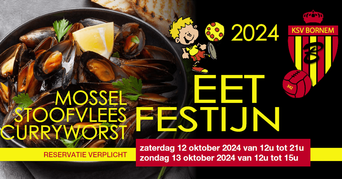 Eetfestijn 12 en 13 oktober (reservatie verpl)